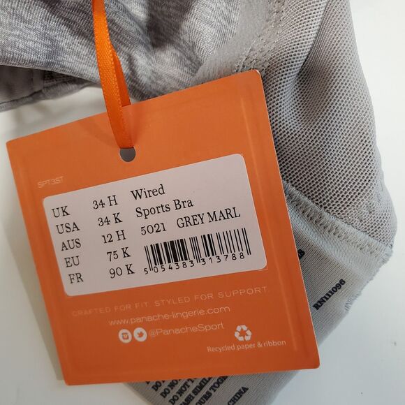 Panache Size 34K Power Wired Sports Bra 5021 Gray Grey NWT - Picture 6 of 6